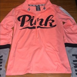 pink quarter zip up